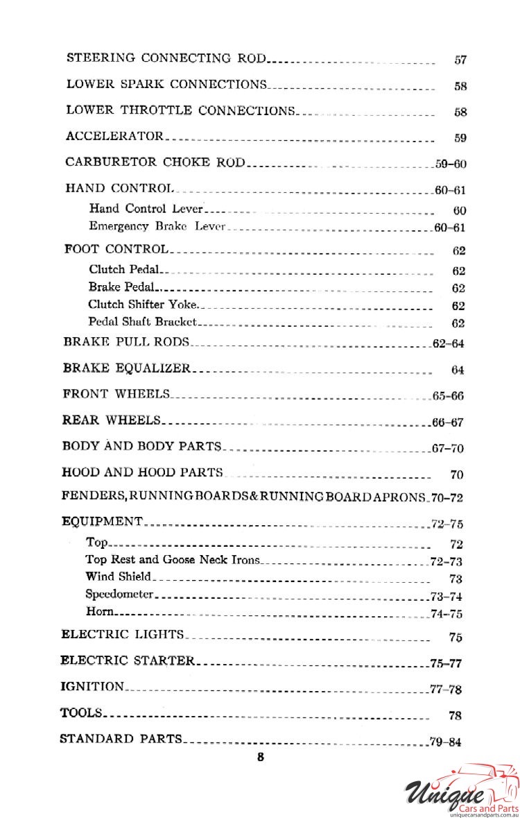 1912 Chevrolet Light and Little Six Parts Price List Page 35